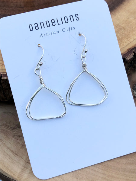 Sterling Silver Double Wire Triangle Earrings