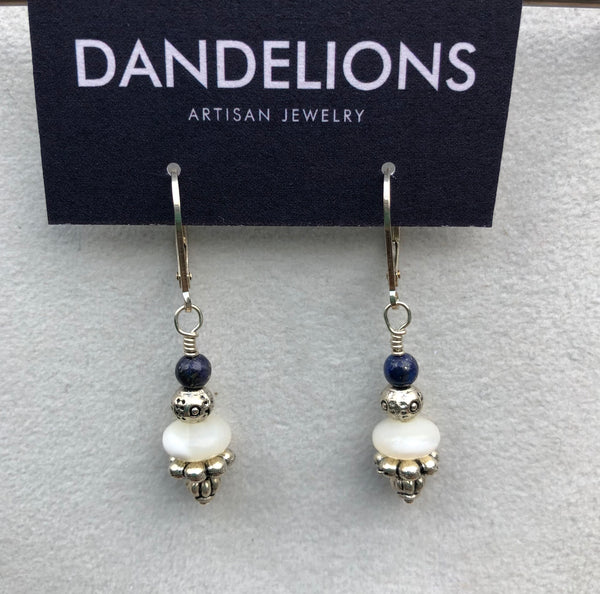Mother of Pearl and Blue Lapis Earrings