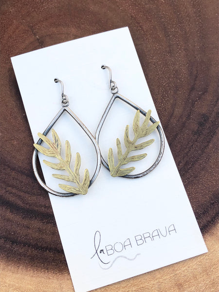 La Boa Brava Brass Leaf Earrings