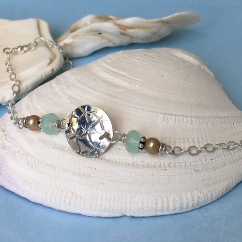 By the Sea Peal and Chalcedony Sterling Silver Bracelet