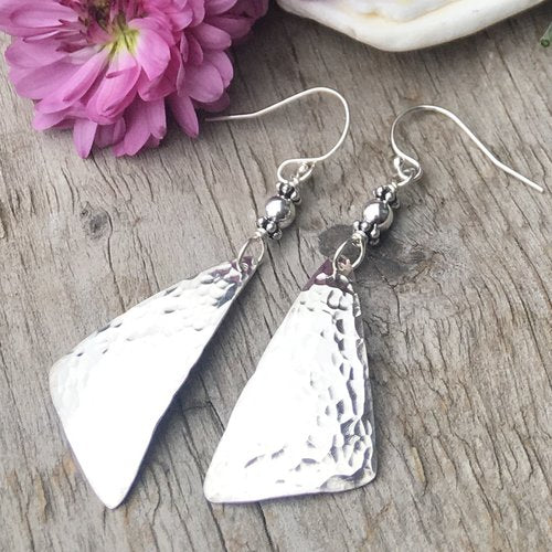 Right Angles Hammered Sterling Silver Earrings