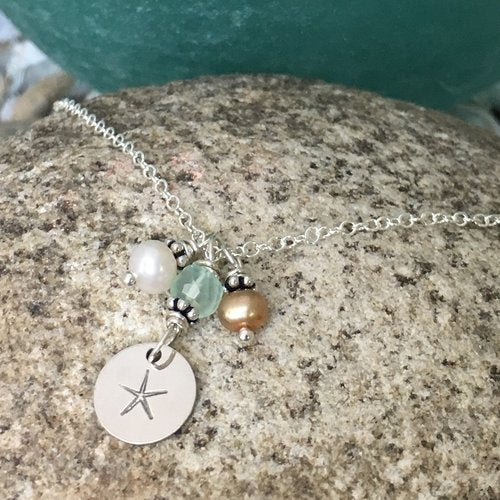 By the Sea Starfish Pearl and Chalcedony Sterling Silver Necklace