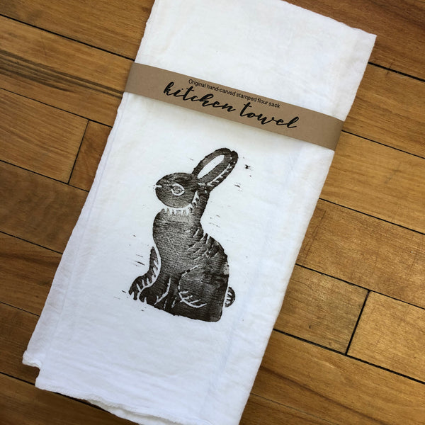 Bunny Stamped Flour Sack Kitchen Towel