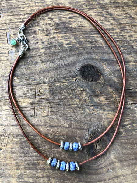 Double Strand Necklace with Blue Sodalite and Silver