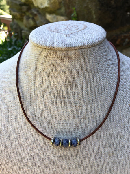 Single Strand Necklace with Blue Sodalite and Silver