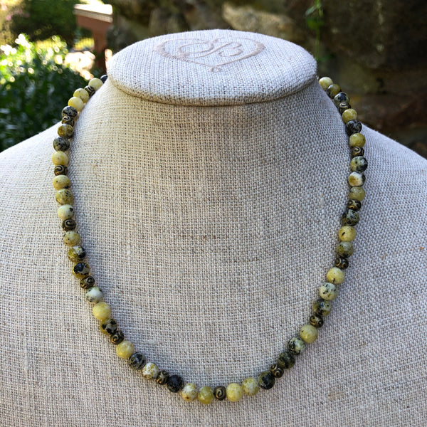 Yellow Turquoise Necklace with Bronze