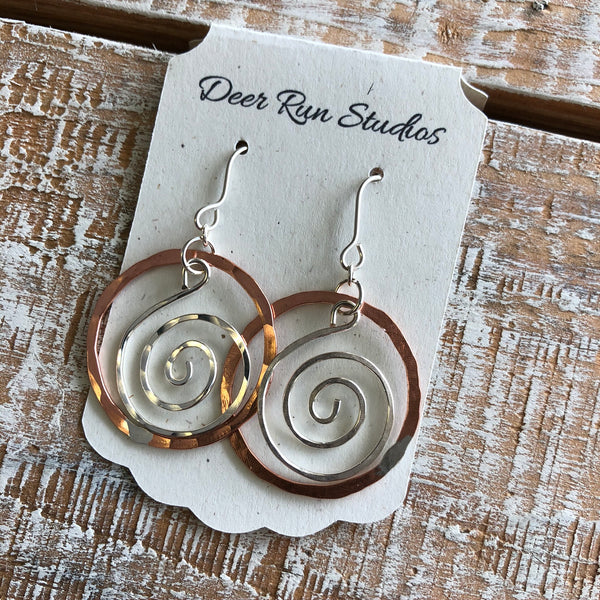 Copper Hoops & Spiral Earrings