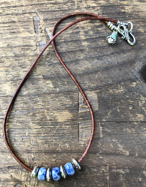 Single Strand Necklace with Blue Sodalite and Silver