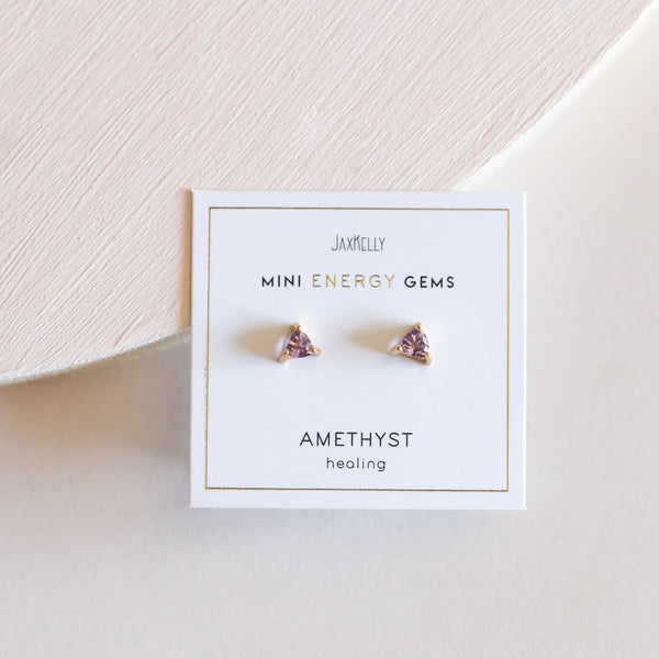 Amethyst Mini Energy Gem Post Earrings