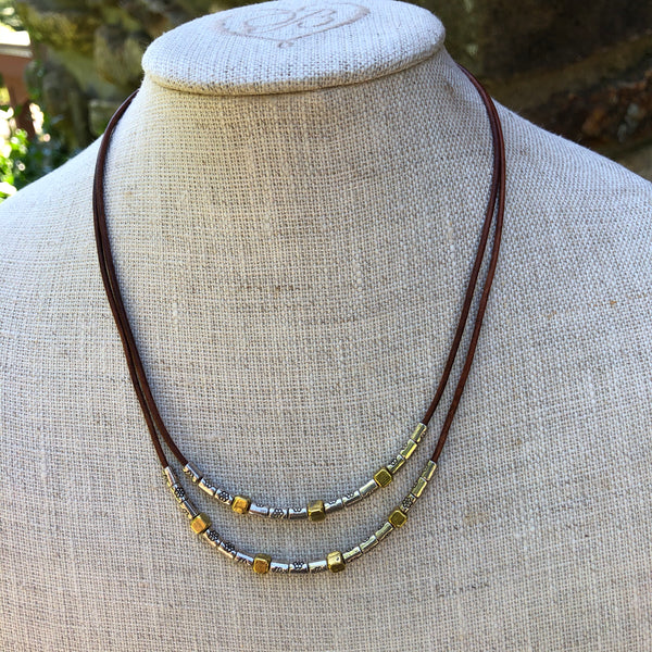 2 Strand Thai Silver & Gold Bead Necklace