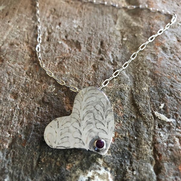 Sterling Silver & Ruby Necklace