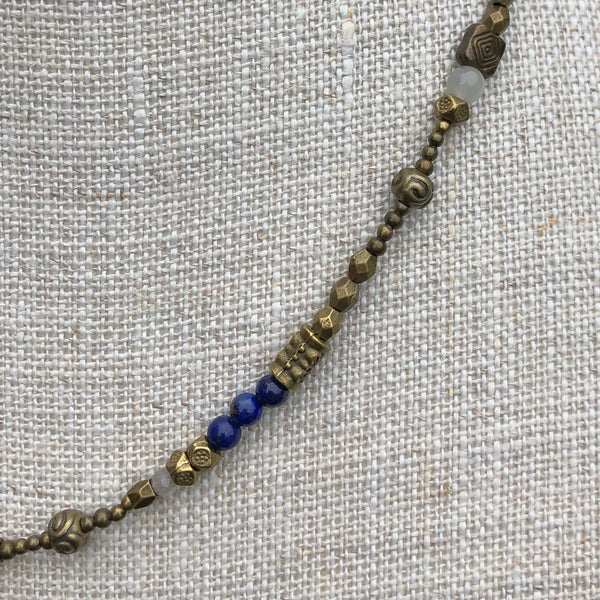 Bronze Necklace with Lapis and Moonstone