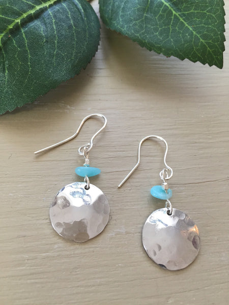 Amazonite Bead and Silver tone Earrings