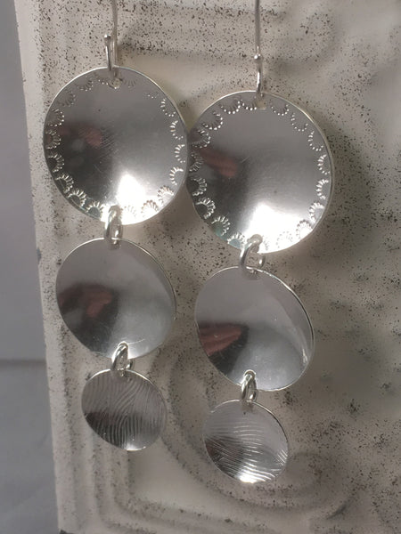 Sterling Silver Triple Disc Earrings